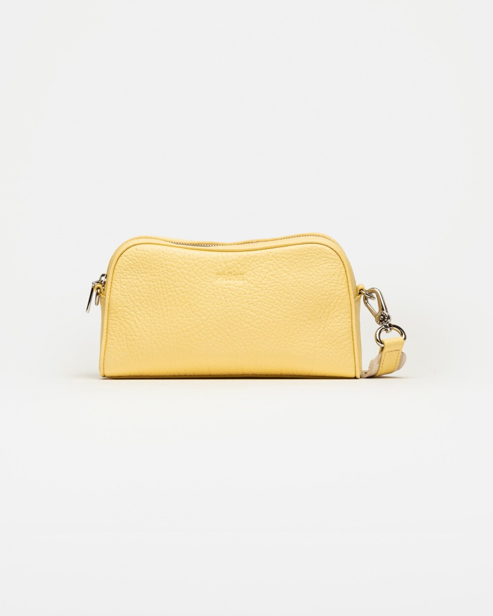 Bandolera The Club en cuero graneado Vainilla Niquel