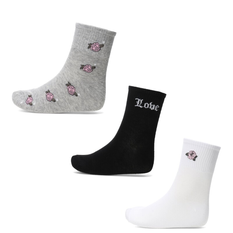 Medias de Mujer Miss Carol quarter pack x3 white Blanco - Negro