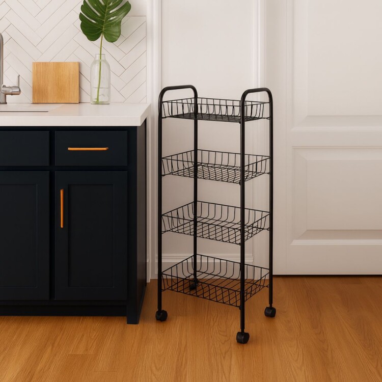 ESTANTE ORGANIZADOR FRUTERO 4 PISOS 41X23X82,5CM NEGRO