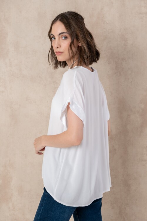 Blusa escote V Blanca