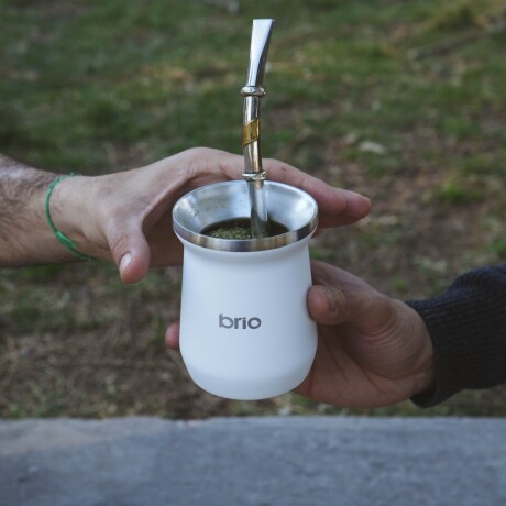 Set De Termo 1 Litro Y Mate Diseño Clásico brio Acero Inox Blanco