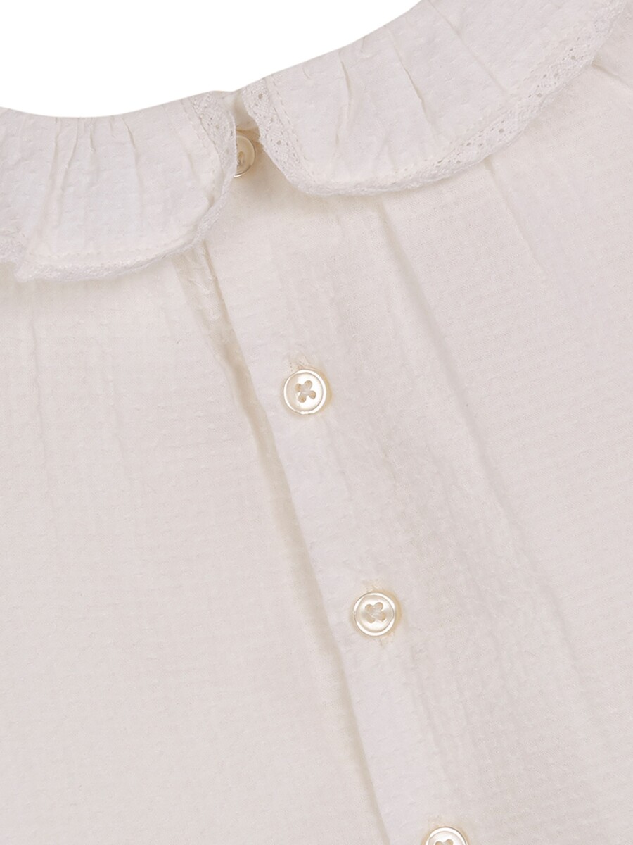Camisa Bebe Cuello Vol Blanco Roto