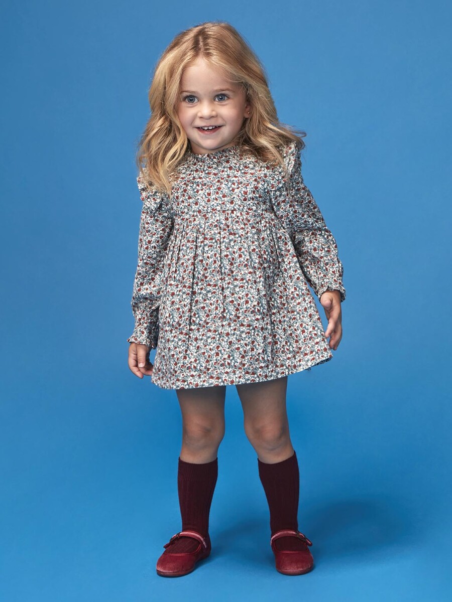 Vestido Estampado De Flores Azulado