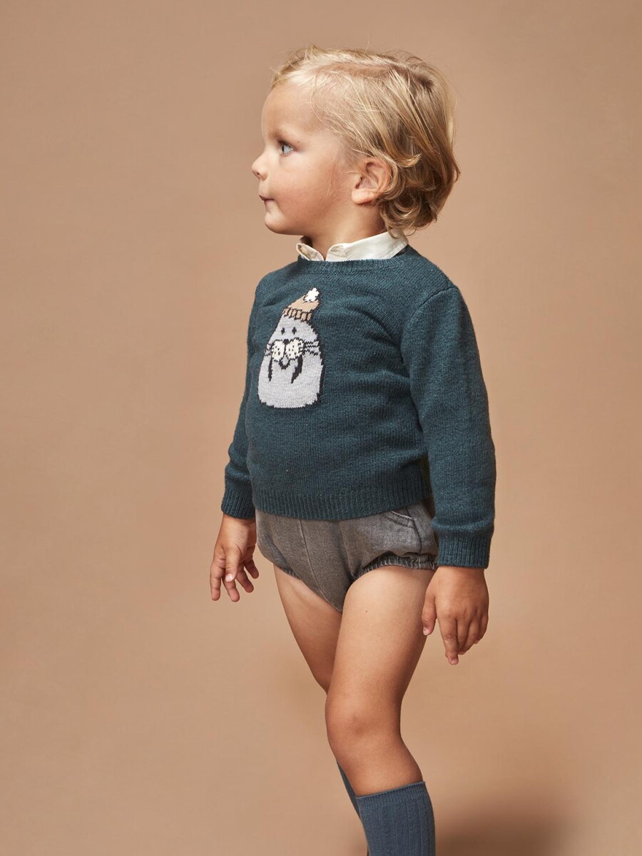 Jersey Con Intarsia Petroleo Melange