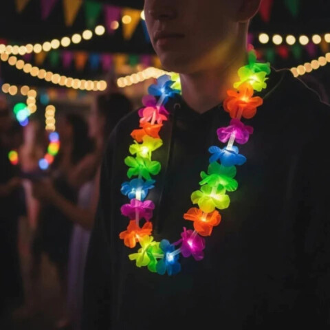 Collar Hawaiano Con Luz Multicolor Collar Hawaiano Con Luz Multicolor