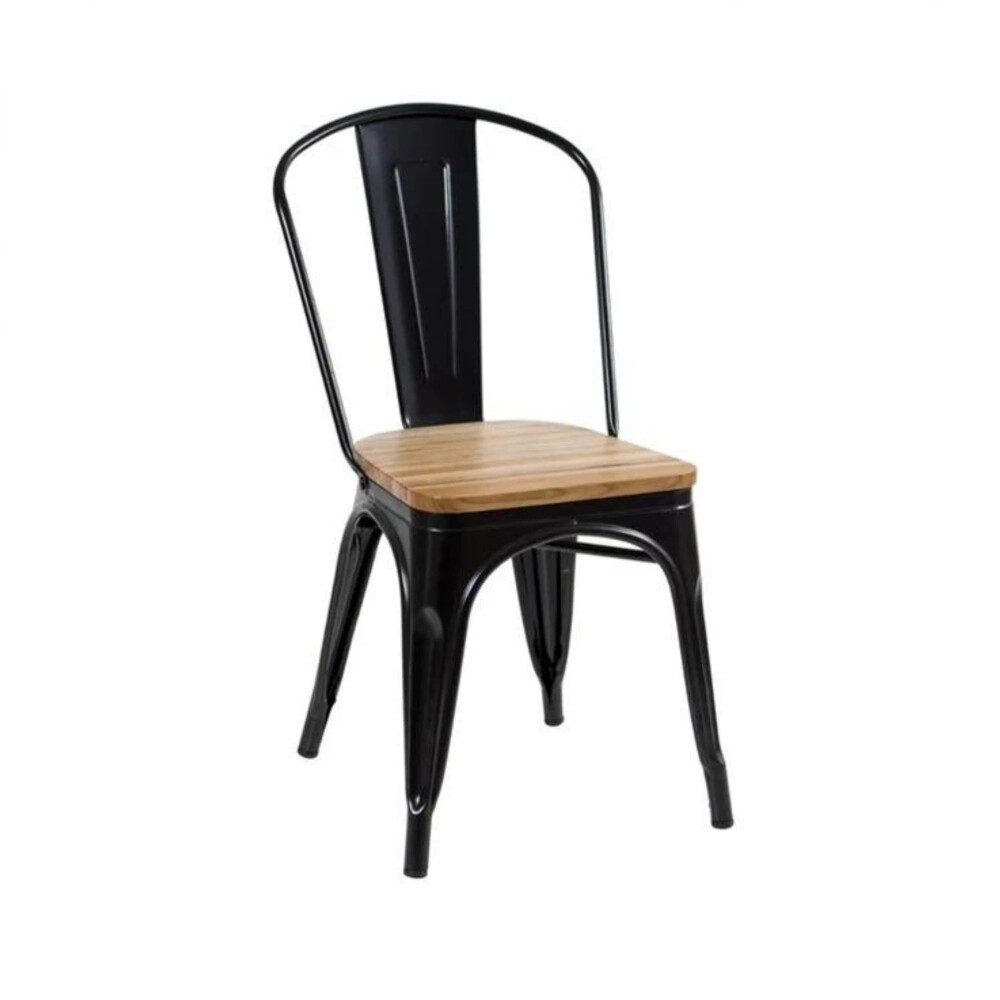 Silla Tolix Pack 4 unidades Metálica Asiento En Madera Negro