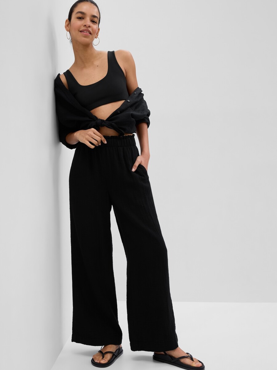 Pantalón Wide Leg Mujer - Black 