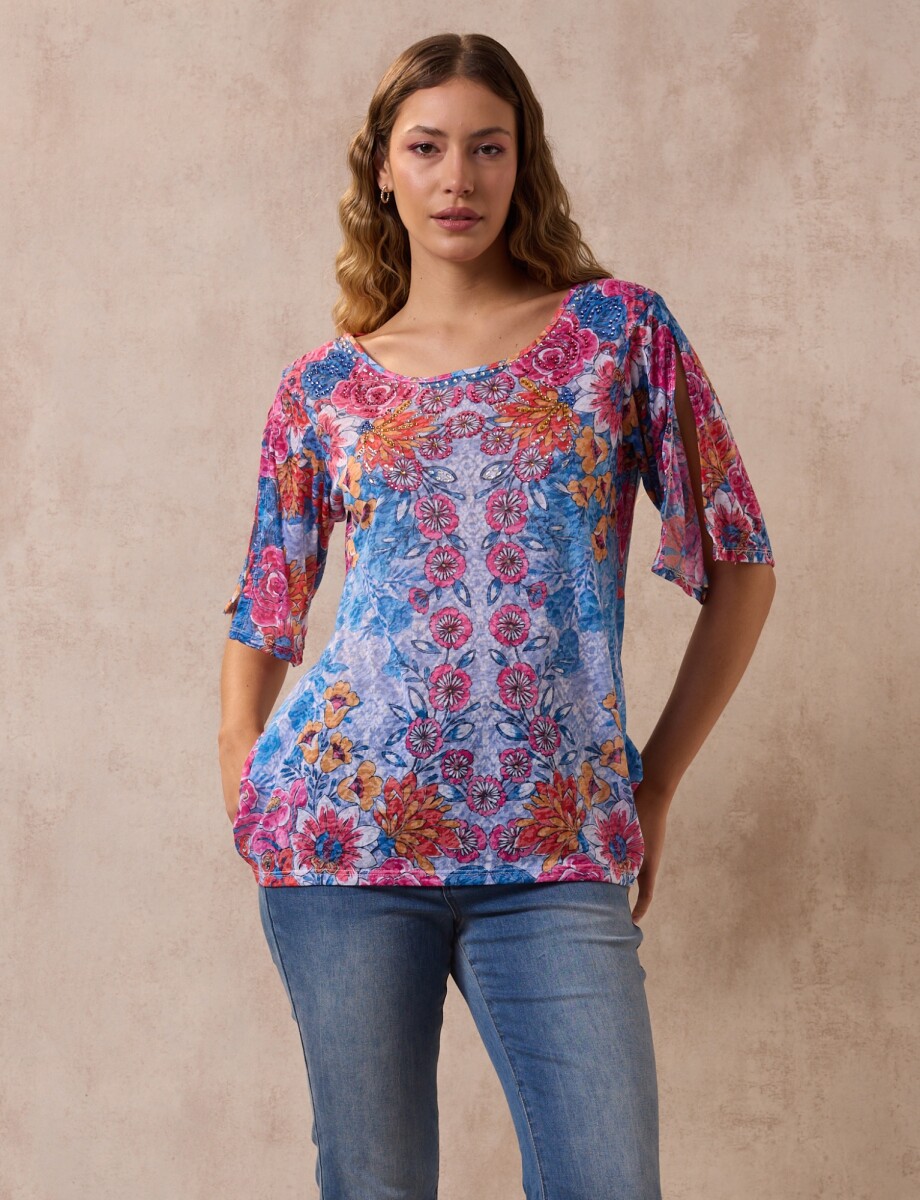 Blusa Brillos - Multi/azul 