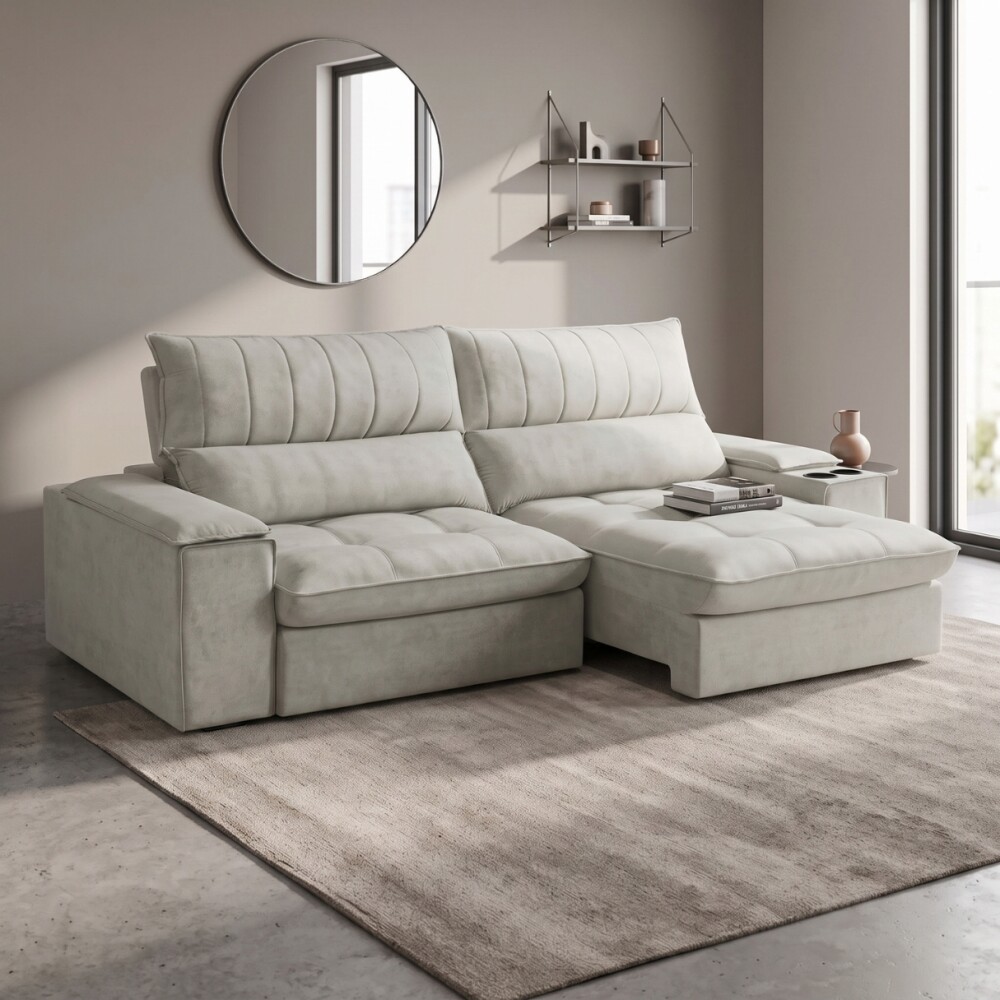 Sillón 3 cuerpos Retráctil Reclinable - Bariloche Beige