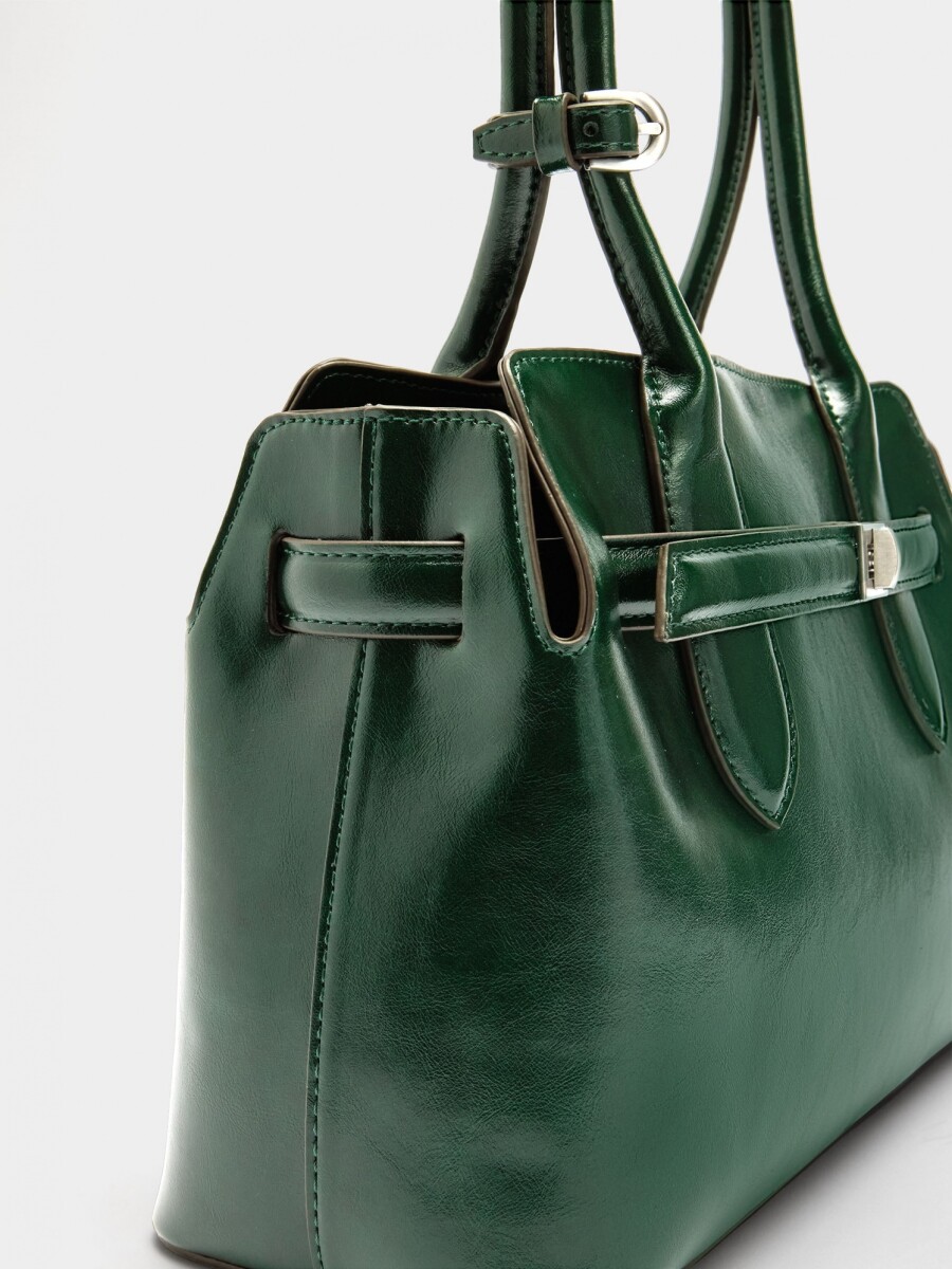 Bolso Tote Con Cinturón verde