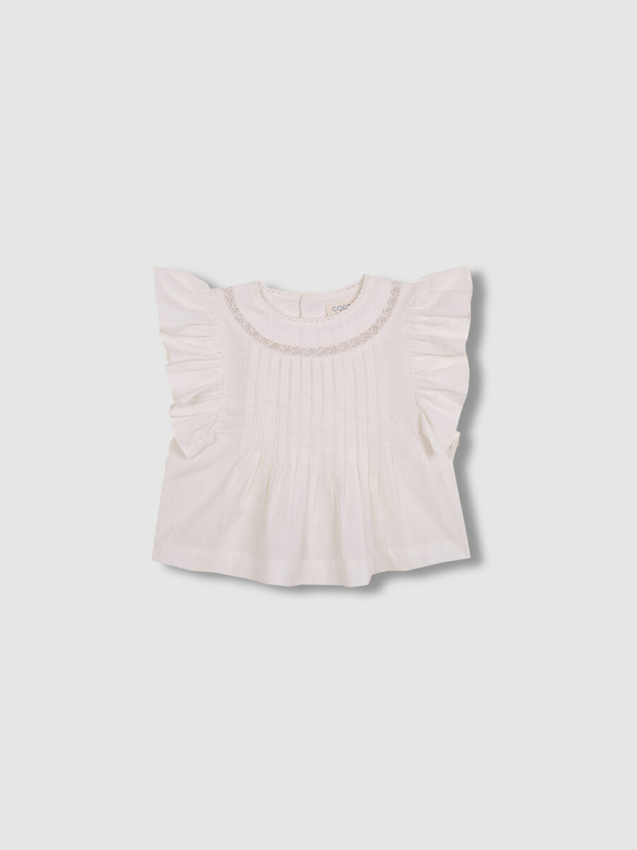 Blusa Con Volantes Blanco