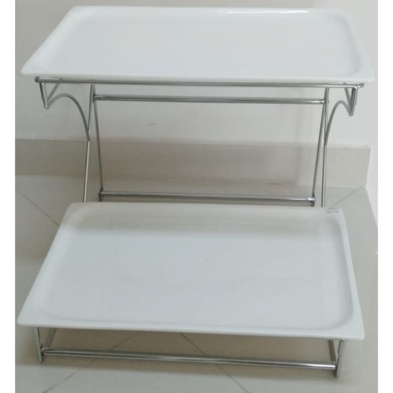 Exhibidor Doble De Alimentos C/ Bandeja De Porcelana Sunnex Exhibidor Doble De Alimentos C/ Bandeja De Porcelana Sunnex