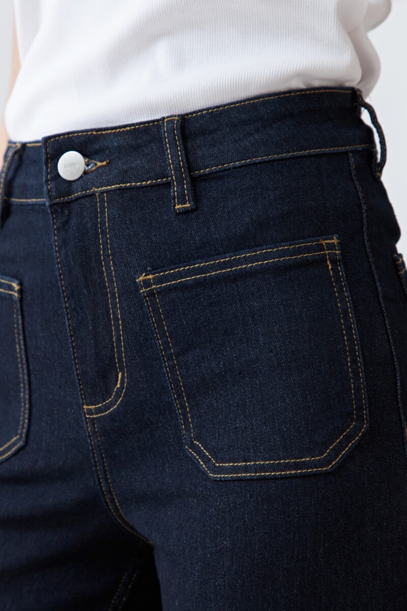 Jean culotte Paulina con bolsillos jean oscuro