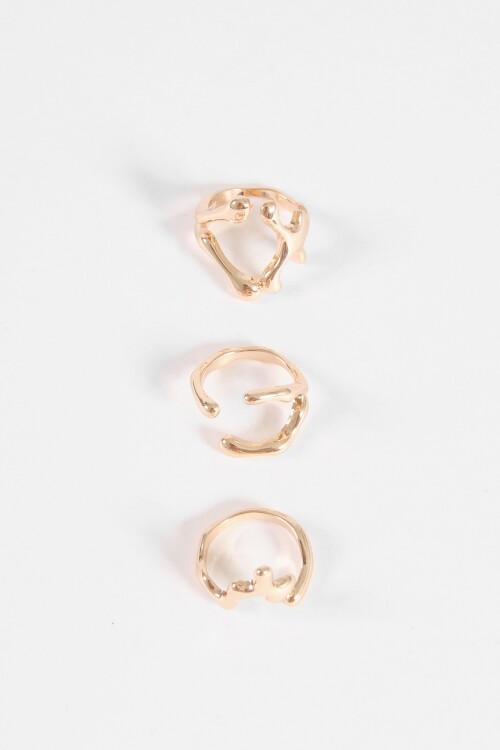 Set 3 anillos irregular dorado