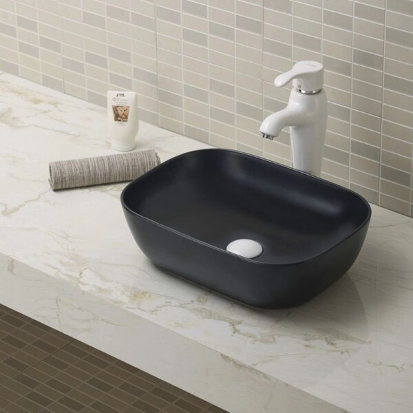 BACHA DE APOYO RECTANGULAR 45.5 X 32 X 13.5 CM NEGRO MATE - AQUALIA BACHA DE APOYO RECTANGULAR 45.5 X 32 X 13.5 CM NEGRO MATE - AQUALIA