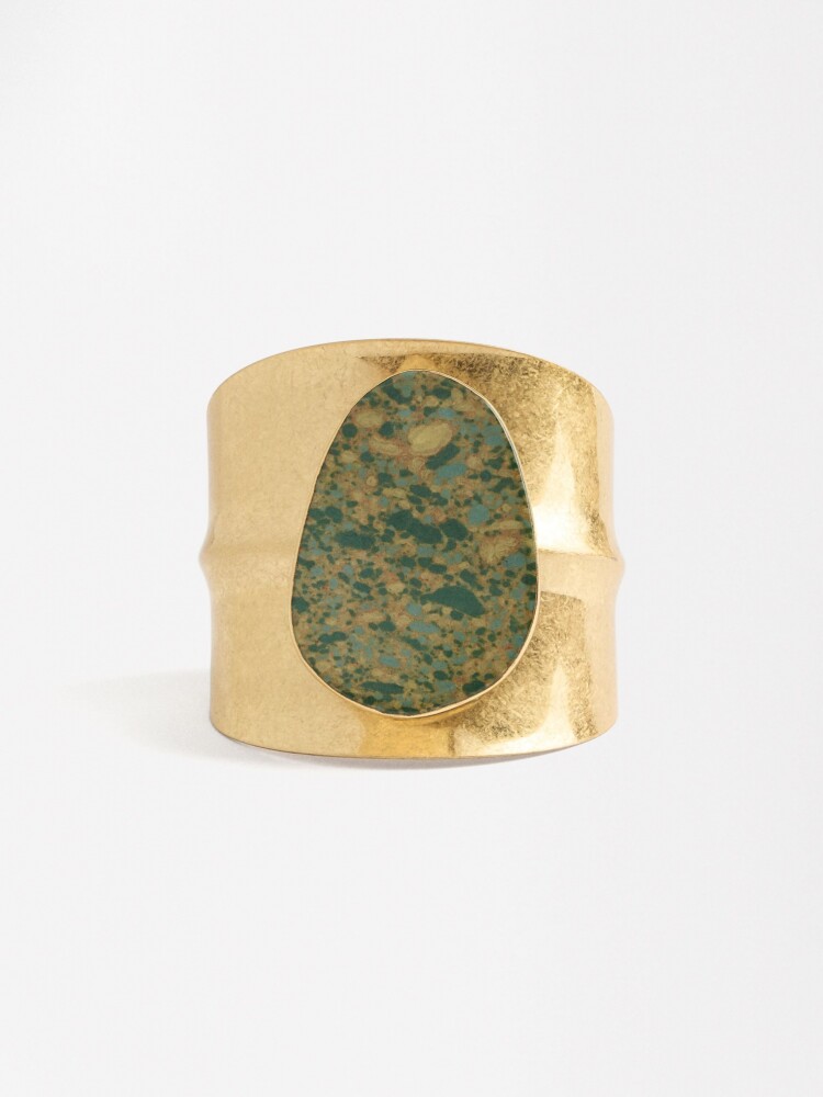 Pulsera Rígida Con Piedra burdeos