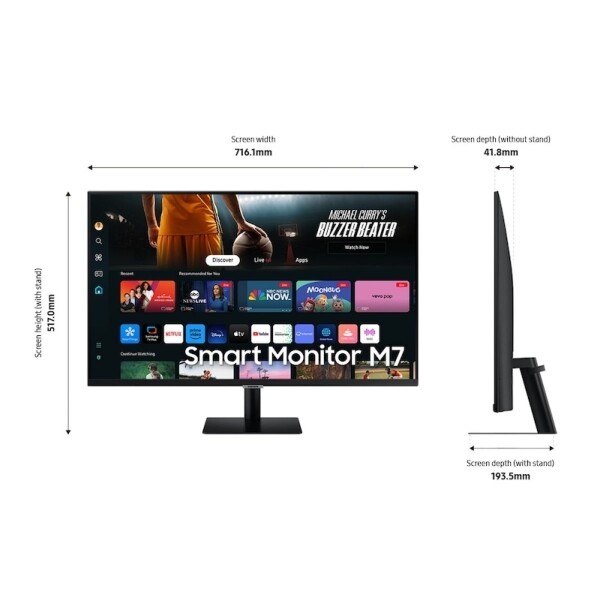 Monitor Samsung Smart M7 32" Va 4k 60hz MONITOR SAMSUNG SMART M7 32" 4K 60HZ