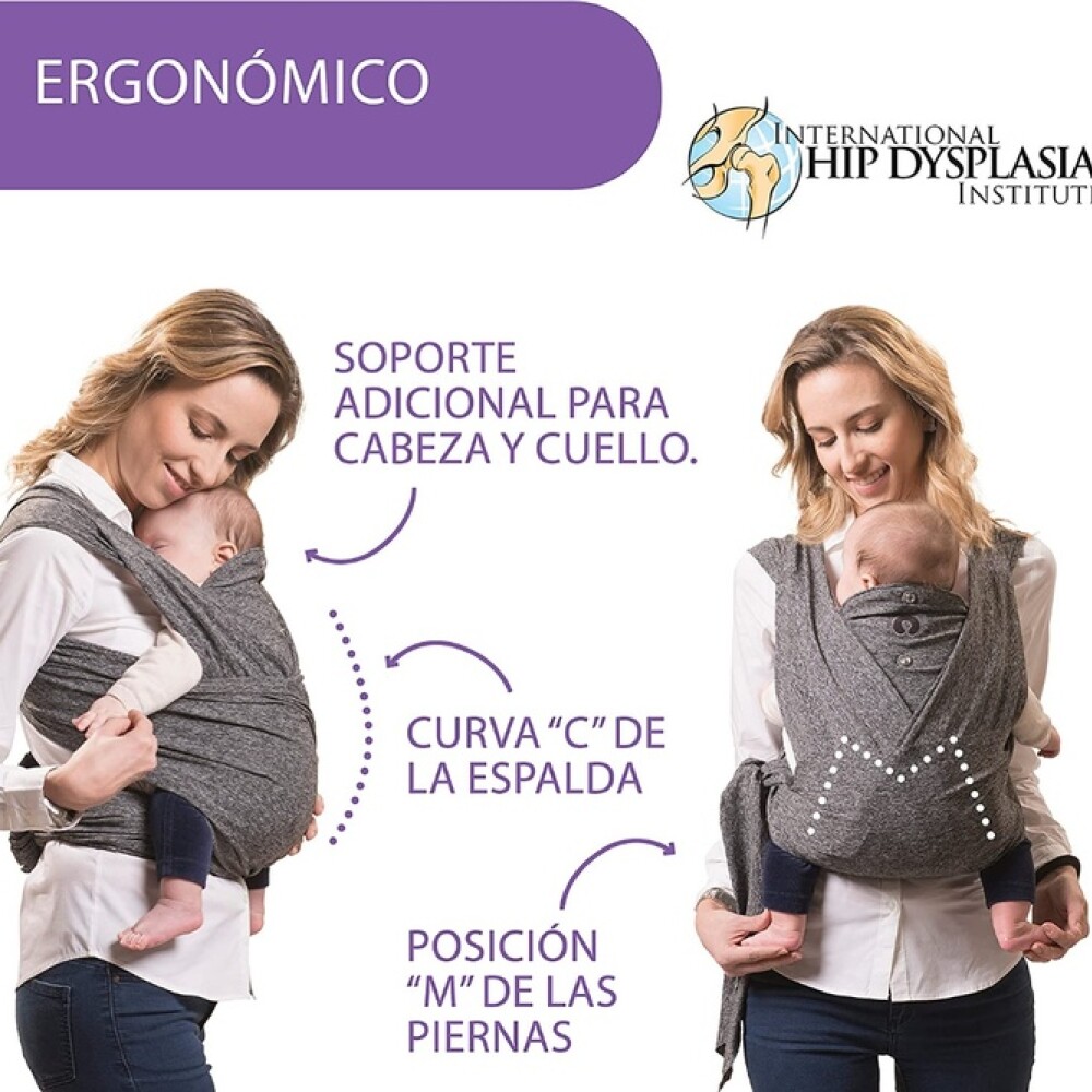 Mochila porta bebe fular pre armado chicco BOPPY gris