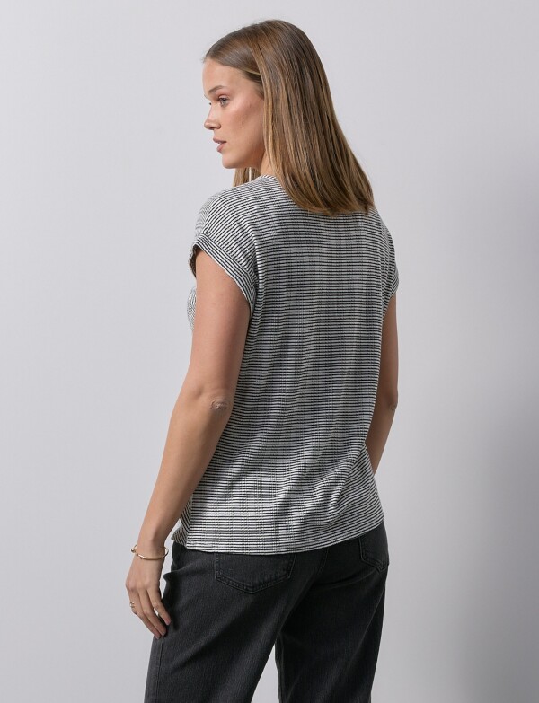 Remera Esc V Lineas BLANCO/NEGRO