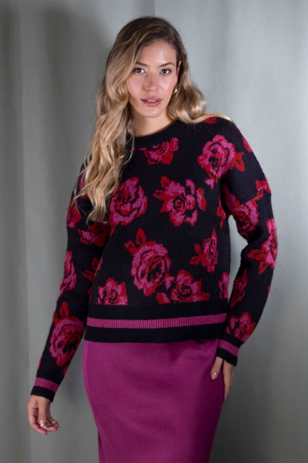 Buzo Flower NEGRO/FUCSIA