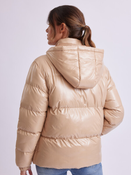 Campera de abrigo con capucha Taupe