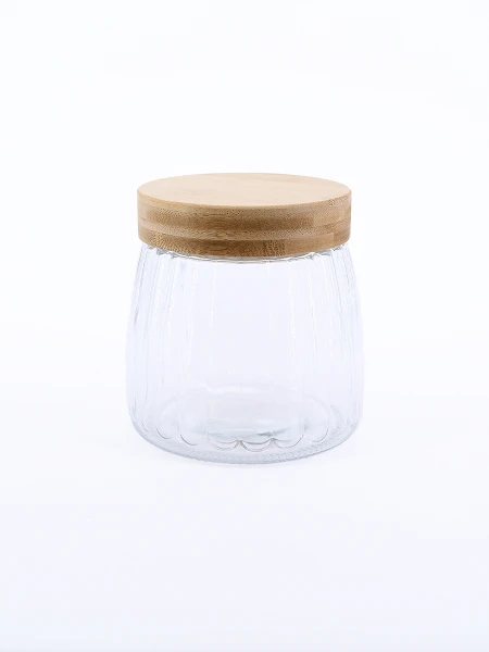 FRASCO CON TAPA DE MADERA CALGARY TRANSPARENTE