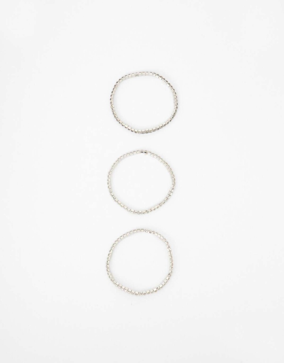 Set De Pulseras Elásticas Strass - Cristal 