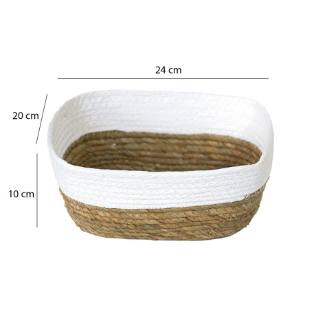 Cesto Canasto Fibra Natural Paramount Decoración 24x20x10Cm Blanco