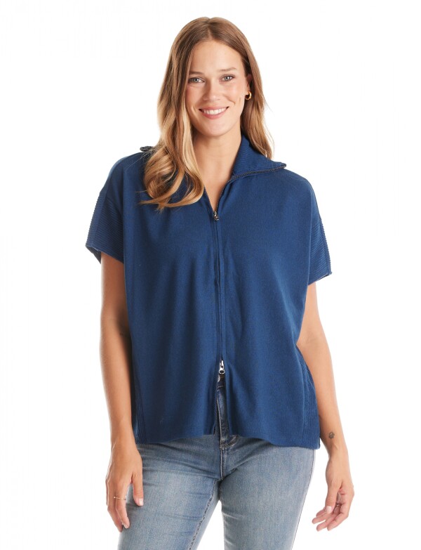 Cardigan Con Cierre AZUL