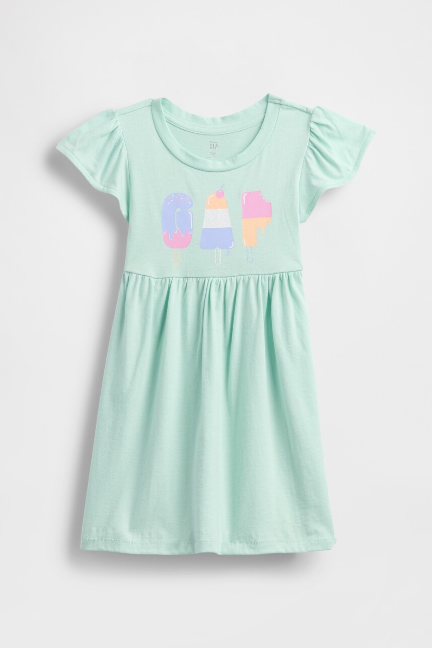 Vestido Logo Gap Toddler Niña Crystal Mint