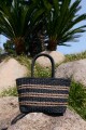 Bolso tejido rayas negro