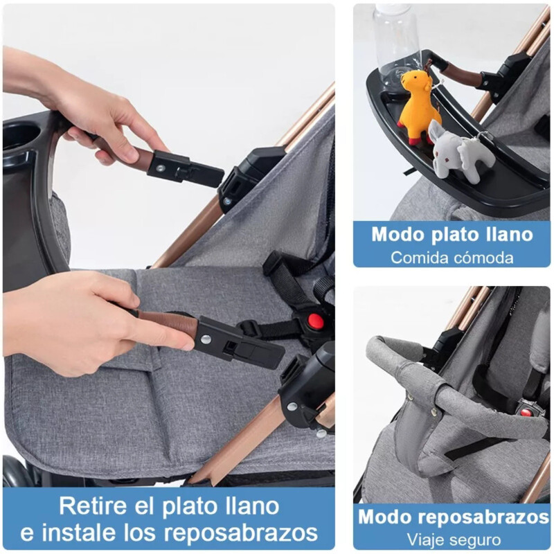 Coche Carriola de Paseo Para Bebe Plegable Rosa