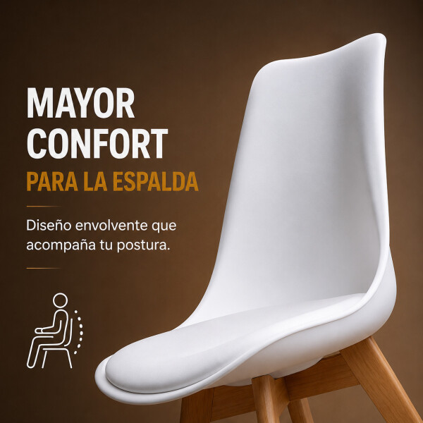 Silla Comedor ComboHome Tulip Eames Acolchada Reforzada Blanco 1