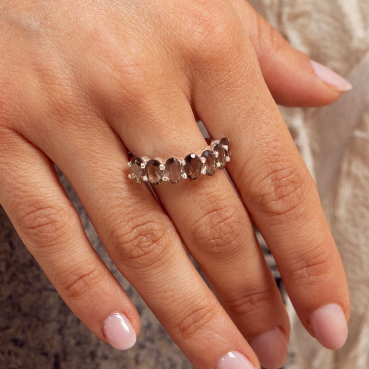 Anillo Amara Cuarzo Ahumado - Plata 925 