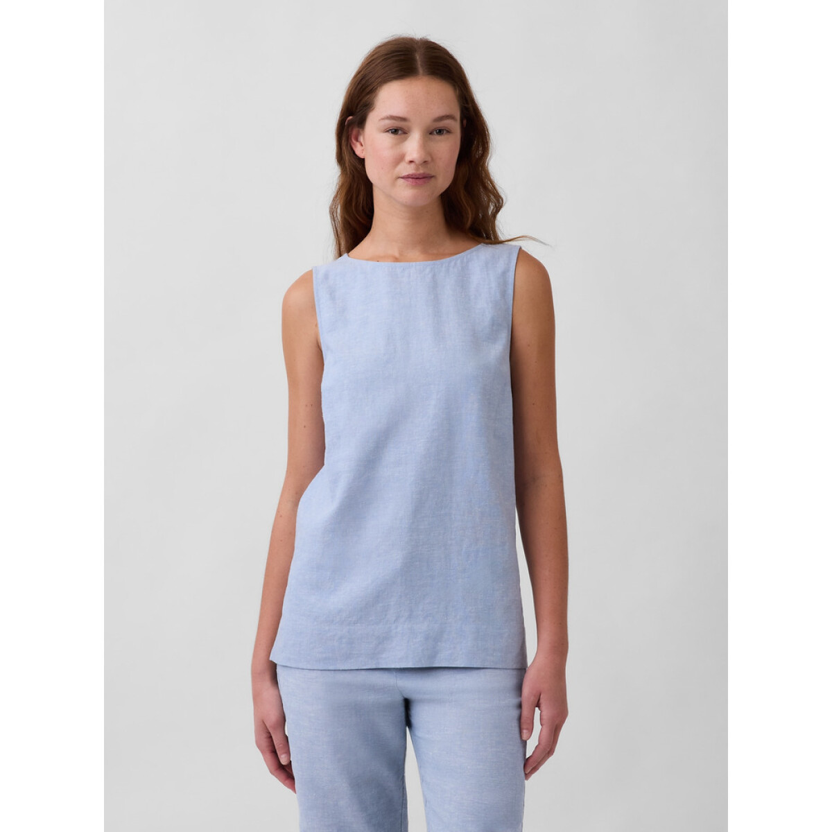 LONGLINE SHELL - LINEN - BLUE SUEDE 