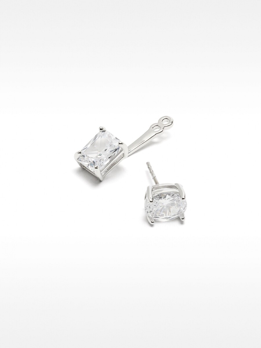 Pendientes Ear Jacket Con Circonitas plateado