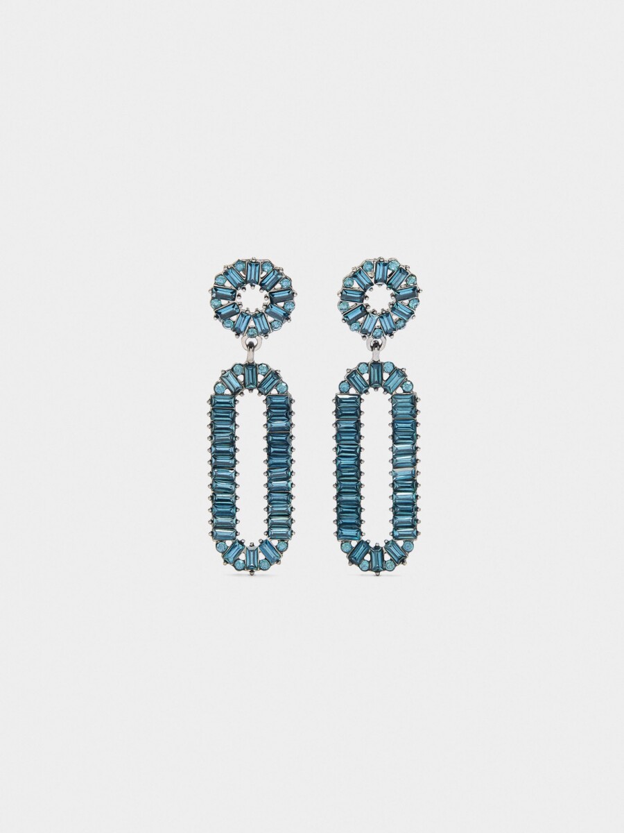 Pendientes Maxi Alargados De Cristales azul