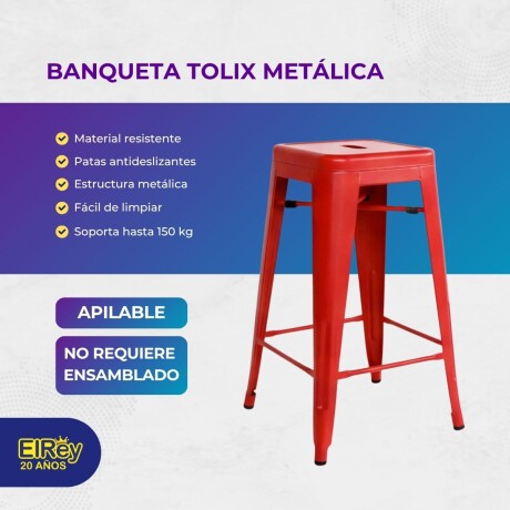 Butaca Taburete Alta Metálica Tolix Puppets Cocina Rojo