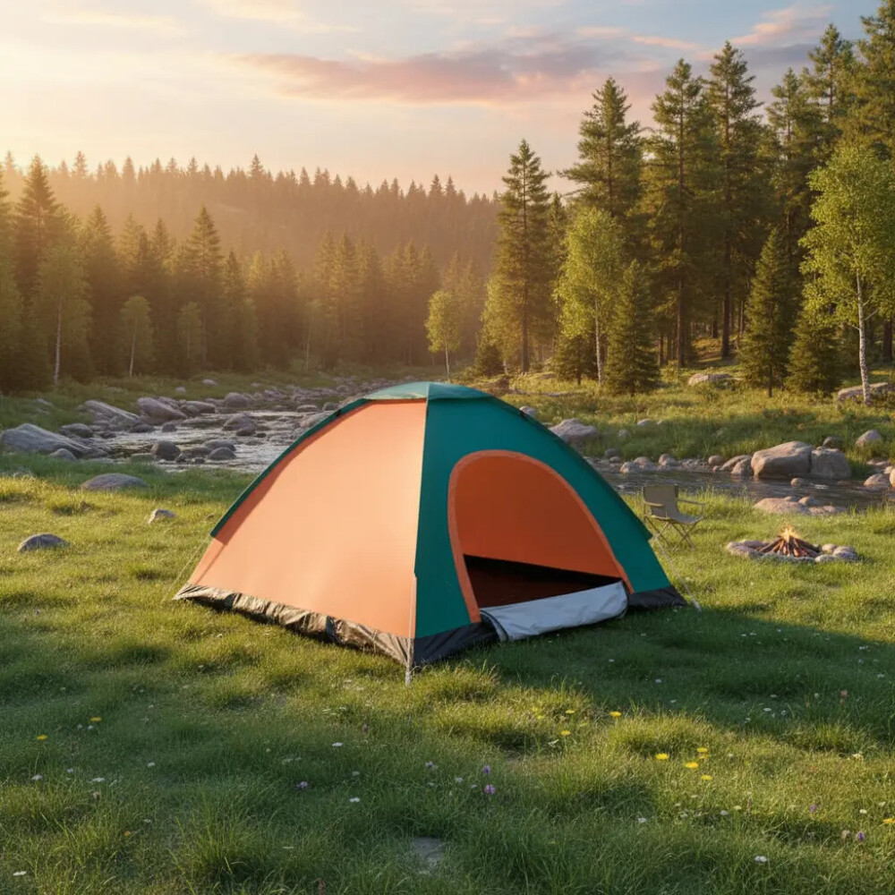 Carpa Iglú De Camping Para 3 Personas VERDE Y NARANJA
