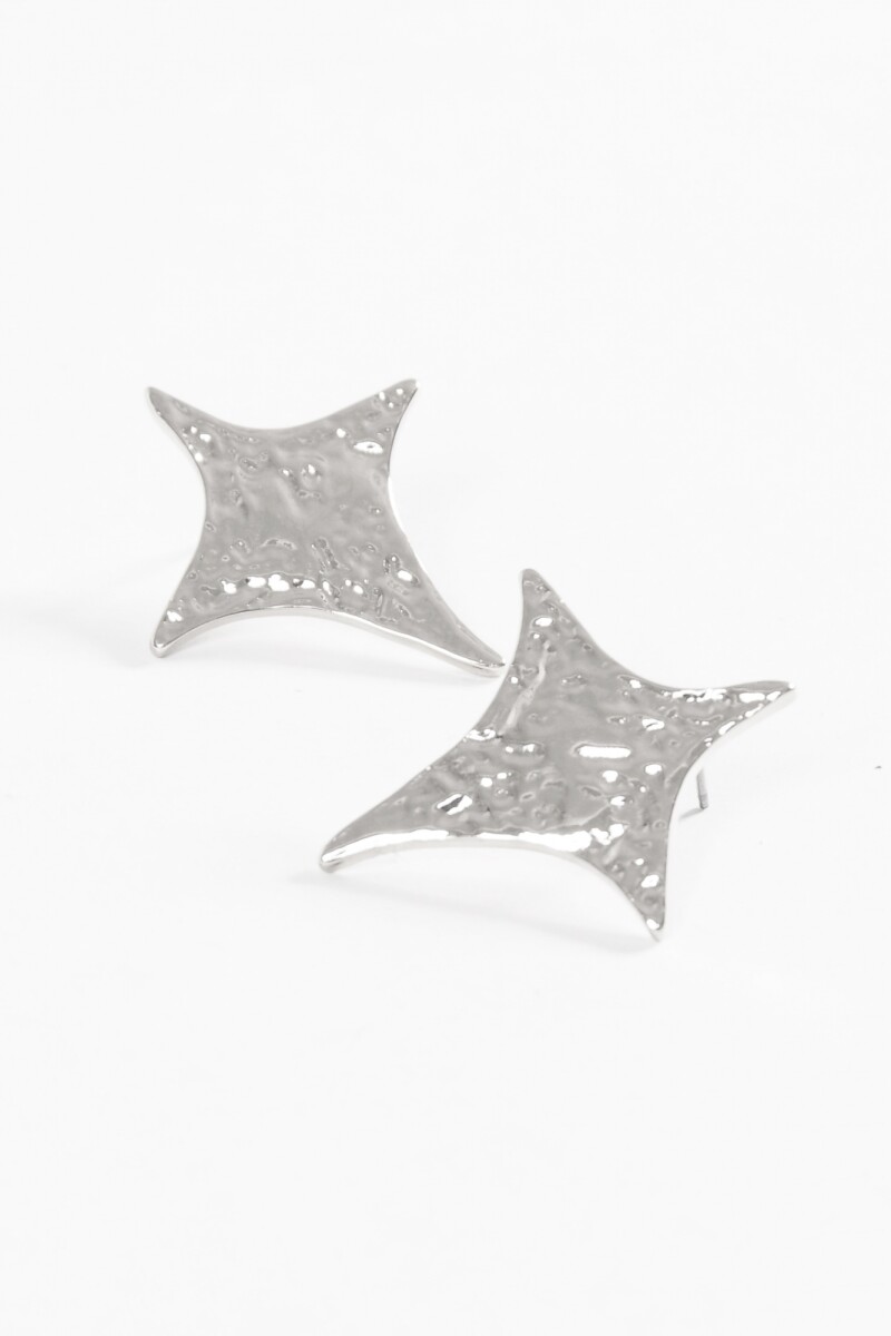 Caravanas estrella texture plateado