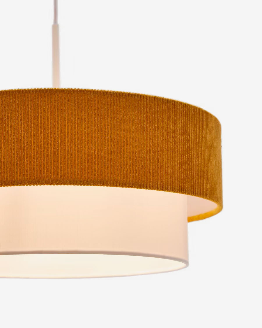 Lámpara de techo Bianella de algodón y pana mostaza Ø 40 cm