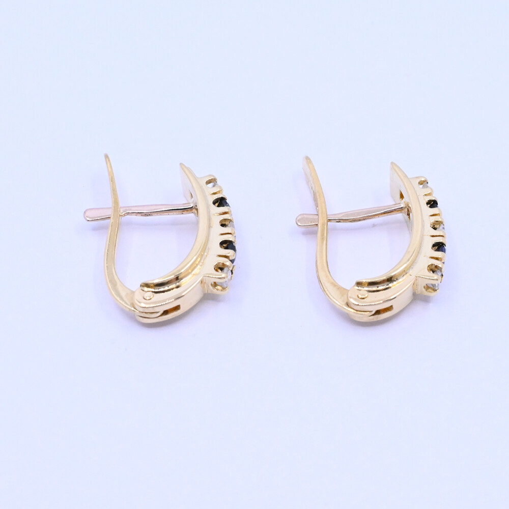 Caravanas oro 18k con brillantes y zafiros. Caravanas oro 18k con brillantes y zafiros.
