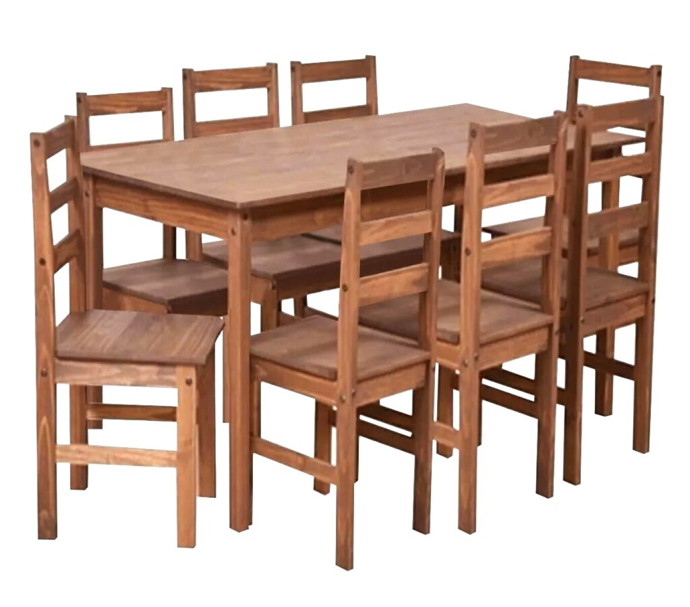 Juego de Comedor 8 Sillas Madera Natural Rústico Estilo Mexicano Mesa 180 cm 