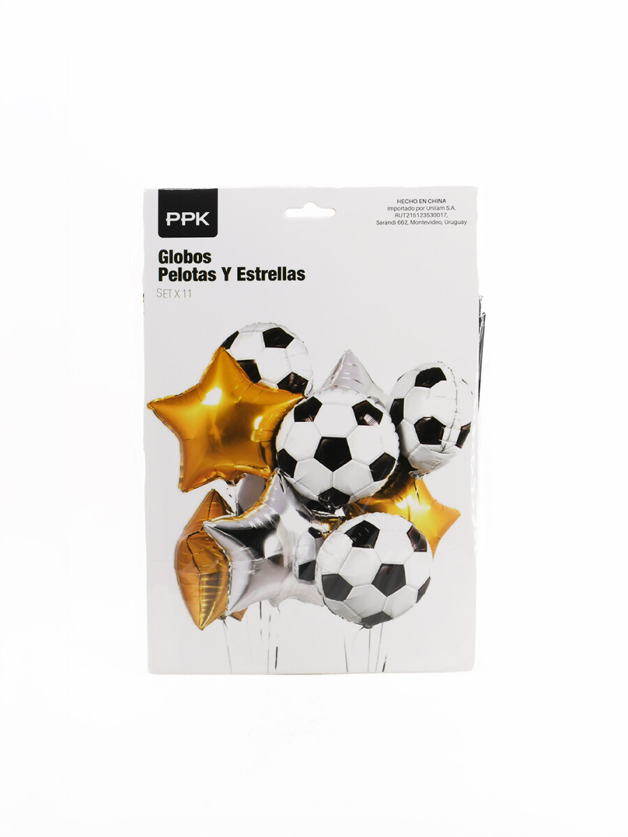 GLOBOS PELOTAS Y ESTRELLAS 11 PCS - MULTICOLOR 