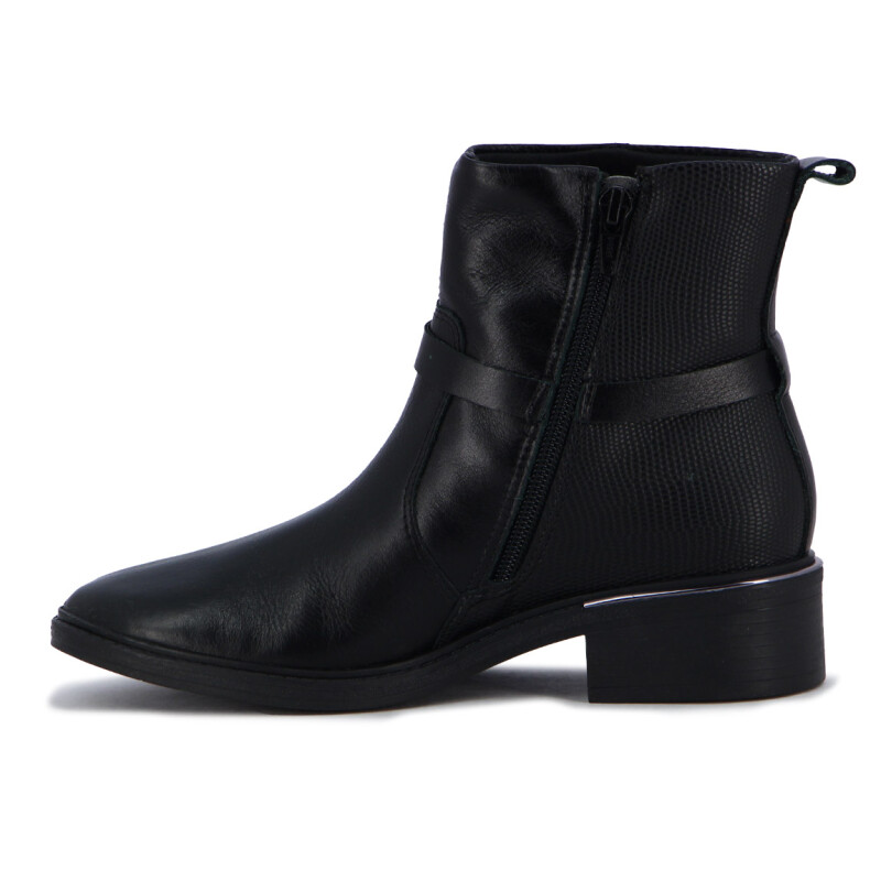 Comfortflex Bota Caña Baja C/ Tira Y Hebilla Cuero/caima Negro
