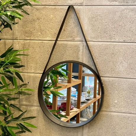 Espejo Redondo INSPIRE Marco Plástico C/ Tira Simil Cuero Ø 40CM Espejo Redondo INSPIRE Marco Plástico C/ Tira Simil Cuero Ø 40CM