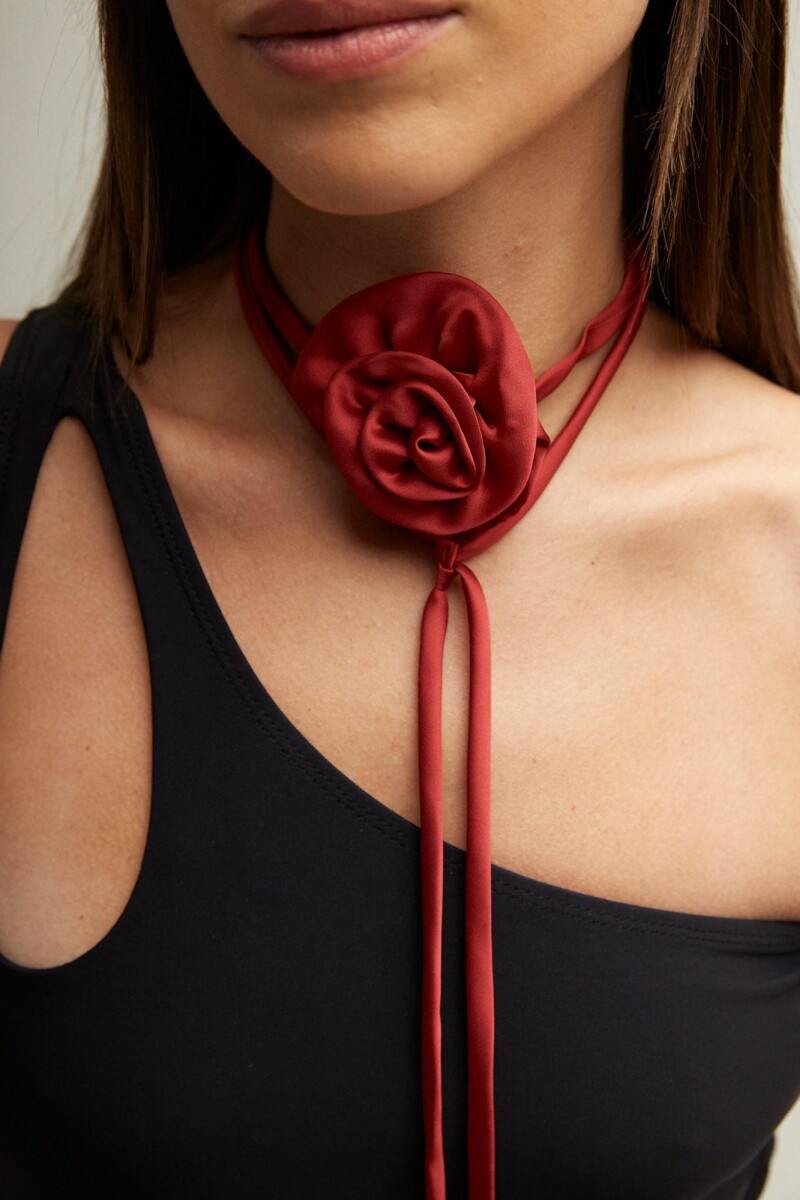 CHOKER FLEUR SATIN - RED 