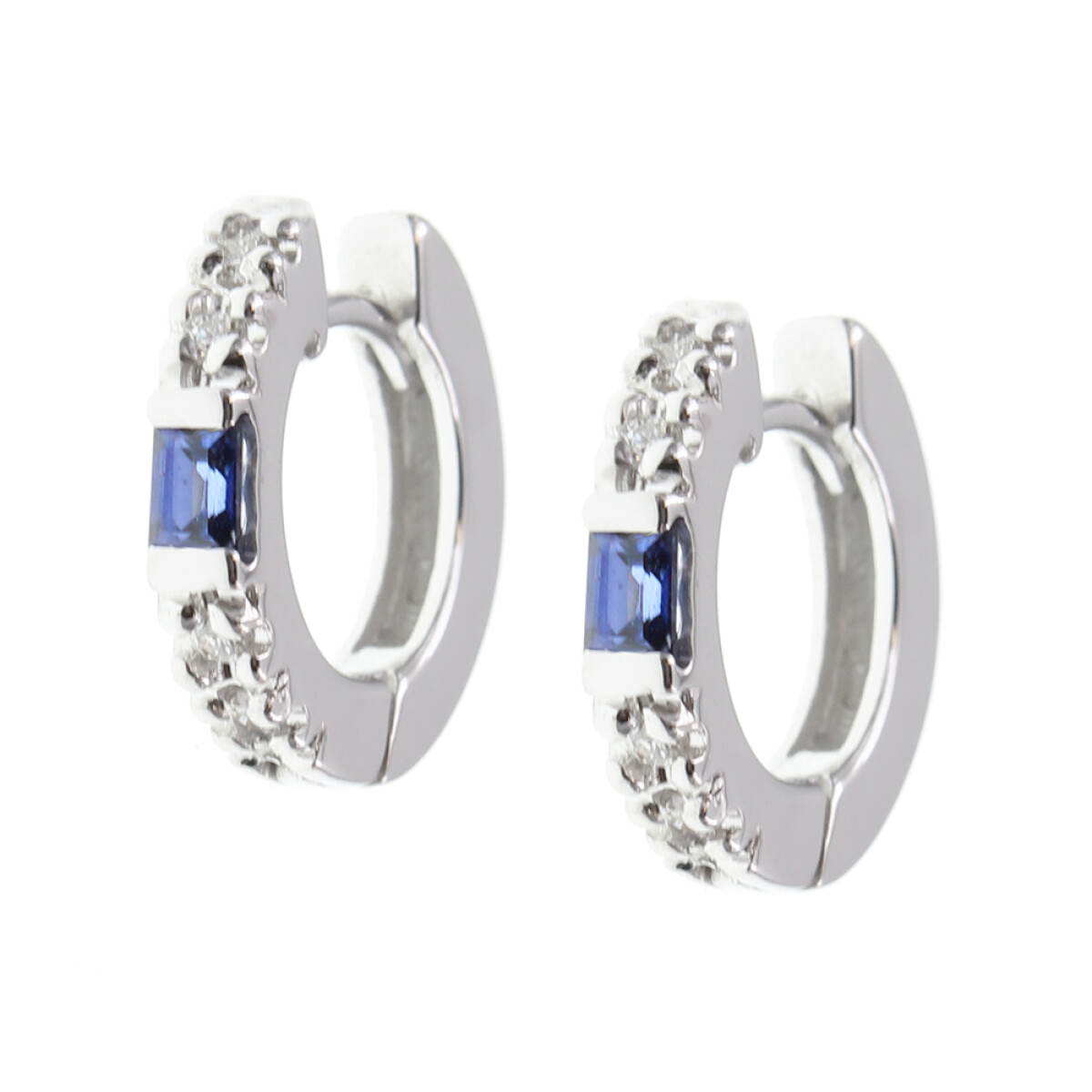 Aros en oro blanco 18k con brillantes y zafiros N8794W 
