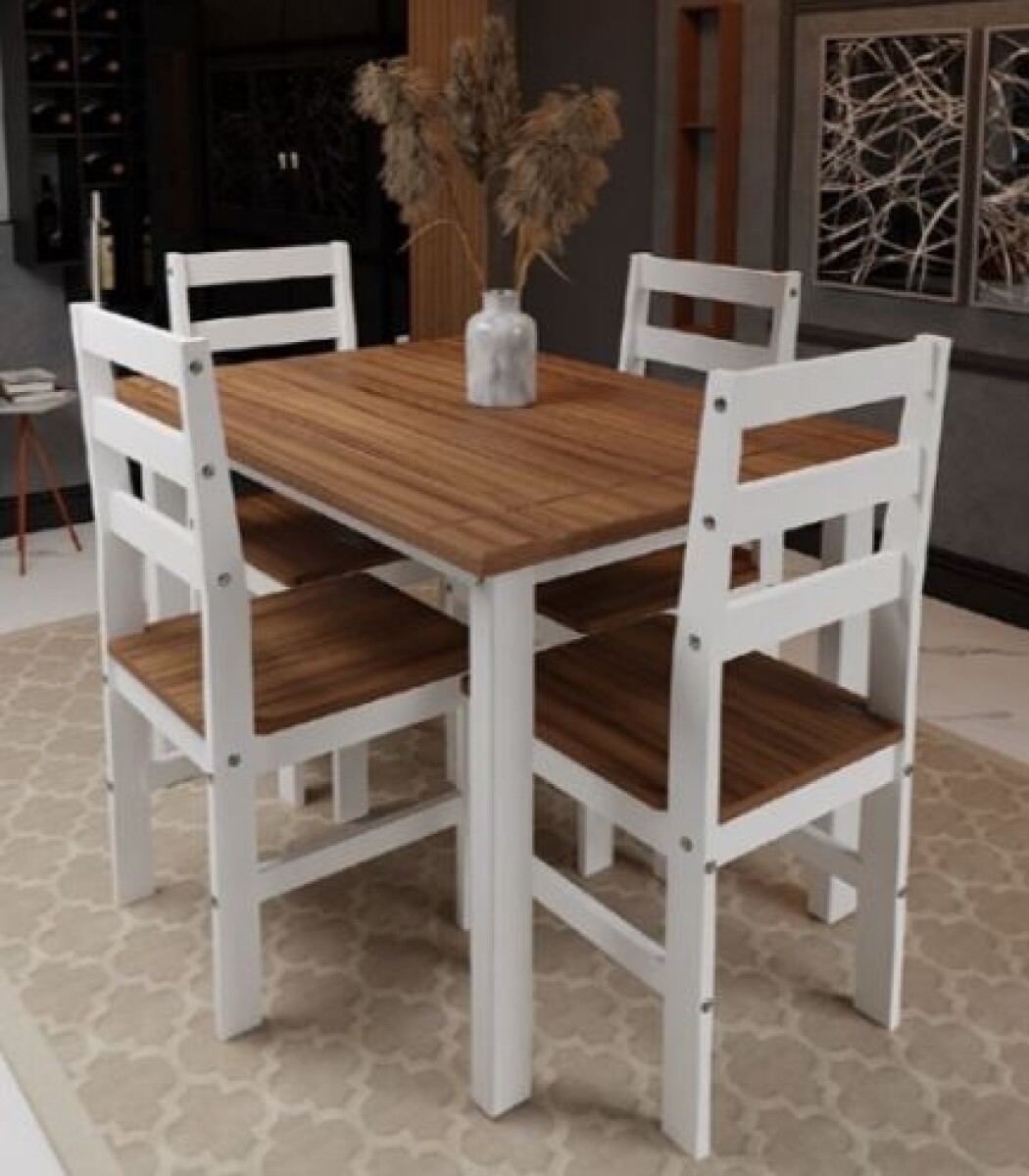 Juego De Comedor Bella 4 Sillas Uv Blanco Cera SMGB 