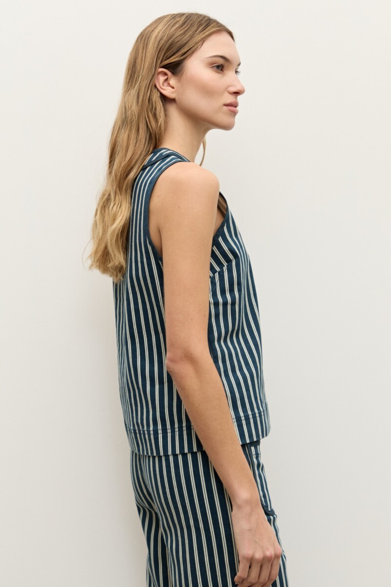 Top de jean rayado azul marino